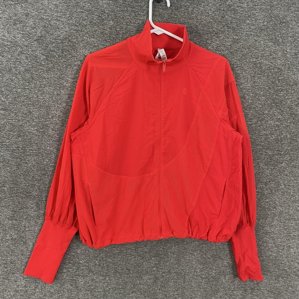 Lululemon Lightweight Tennis Track Jacket Sz 8 Red Full Zip Athletic Yoga Mesh